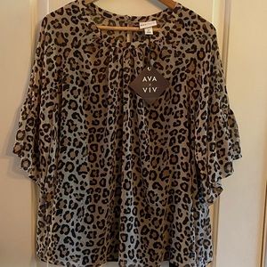 Ava & Viv Leopard Print Top - Brown and Black